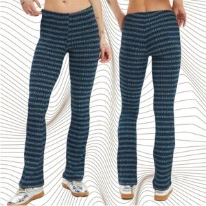 Urban Outfitters | Pria Knit Pull On Flare Pant Blue Green Tweed New Small NWT